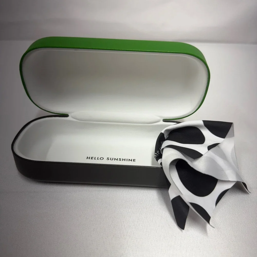 Kate Spade New York Green and Black Hard Sunglasses Case with Polka Dot Cloth